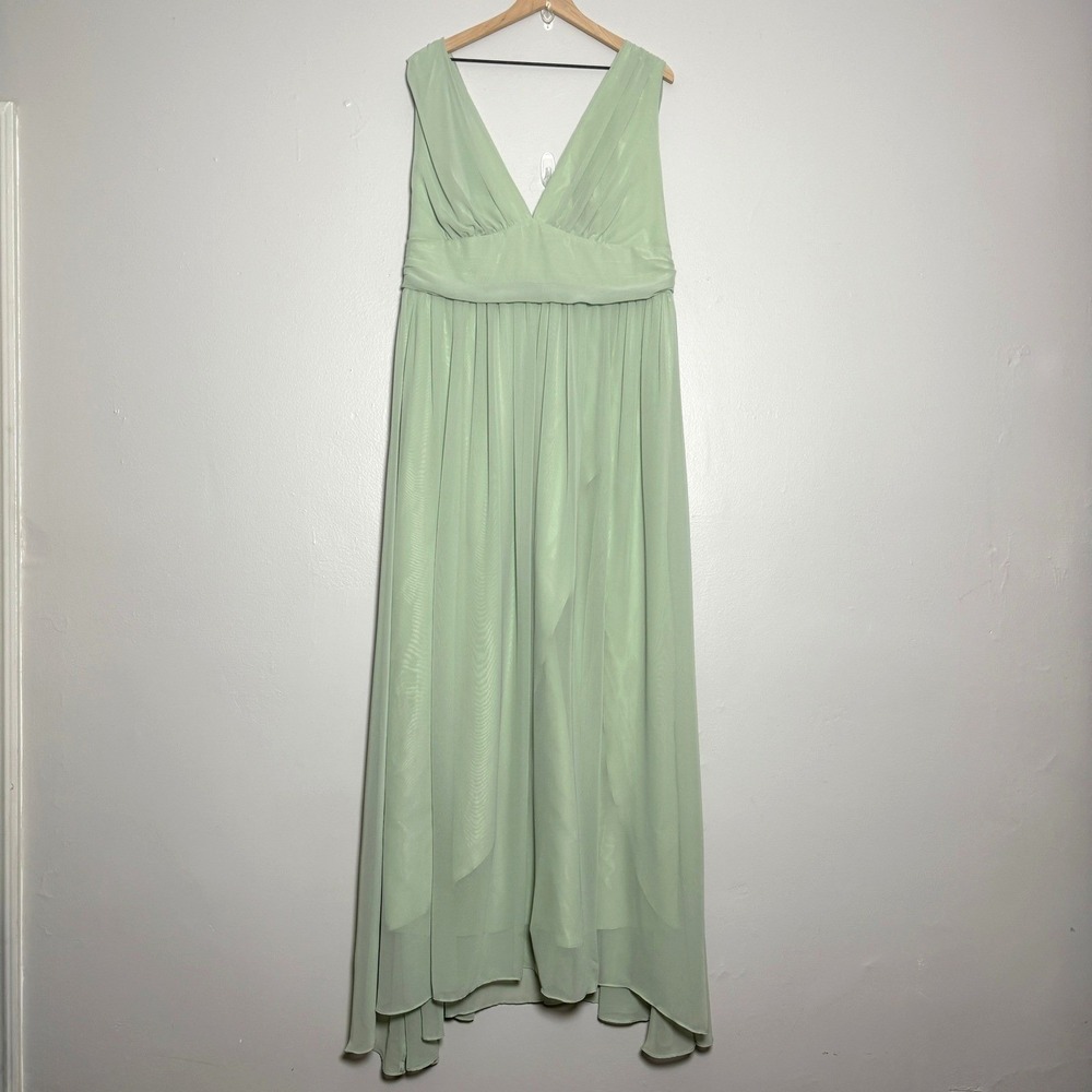 Blush‎ Mark Womens Maxi Dress 1X Sage Green Chiffon Bridesmaid Prom Event Formal